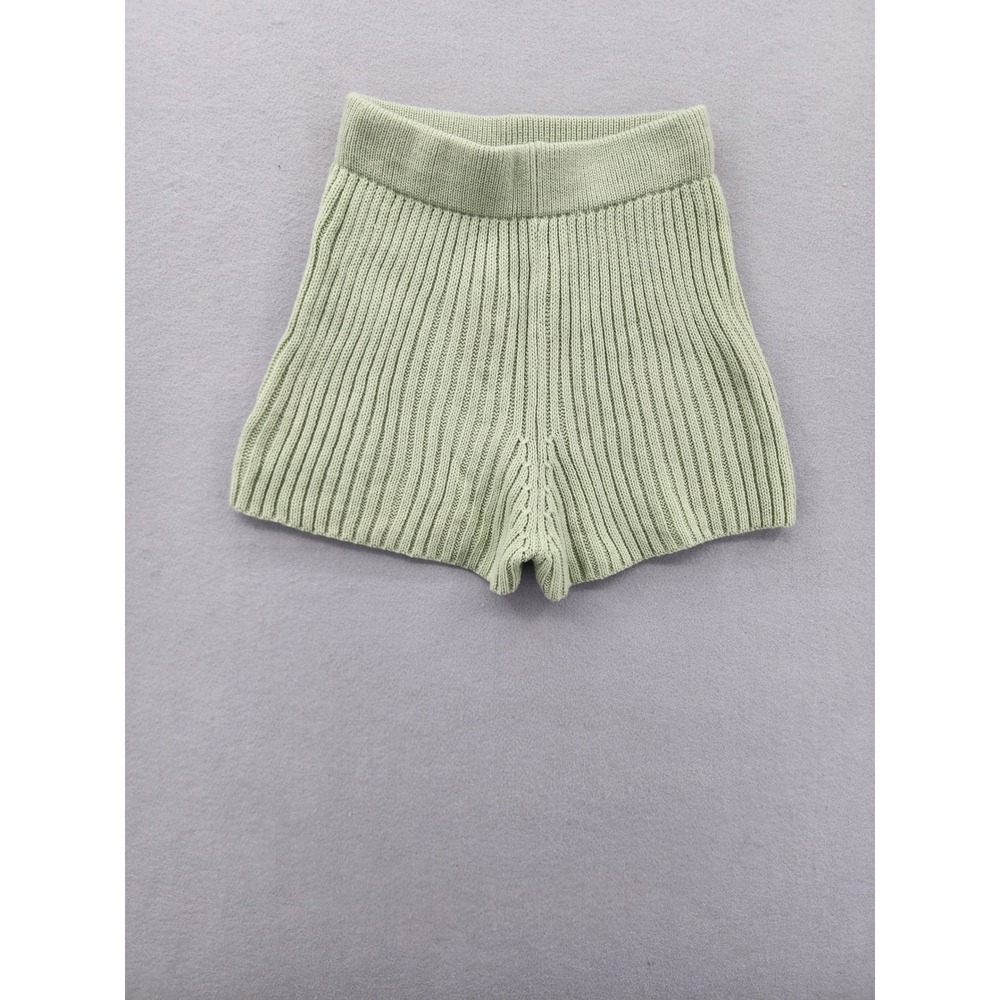 Nasty Gal Collection Sage Green Ribbed Knit Shorts High Waisted Lounge Small